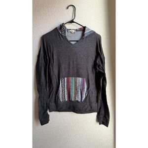 Skonhet Black Southwestern Boho Hooded Pullover Kangaroo Pocket Medium